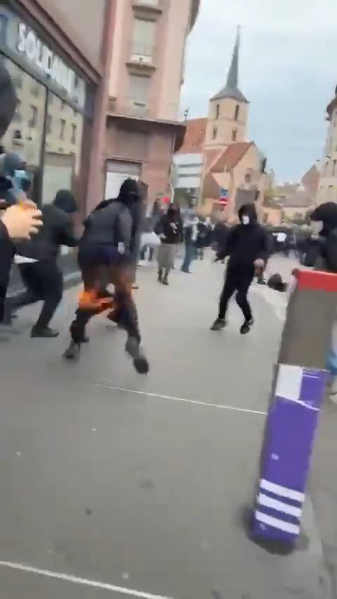 Paris Protester Tries to Set Fire in Street, His Clothes Catch Alight