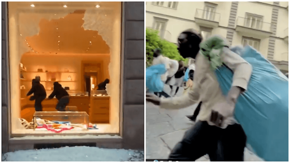 Milan Riots: Looters Flee Police with Massive Bags of Stolen Goods