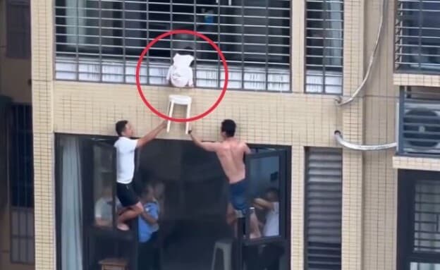 בין שמיים לארץ: הפעוטה טיפסה לחלון בקומה 12 - עוברי אורח הצילו את חייה