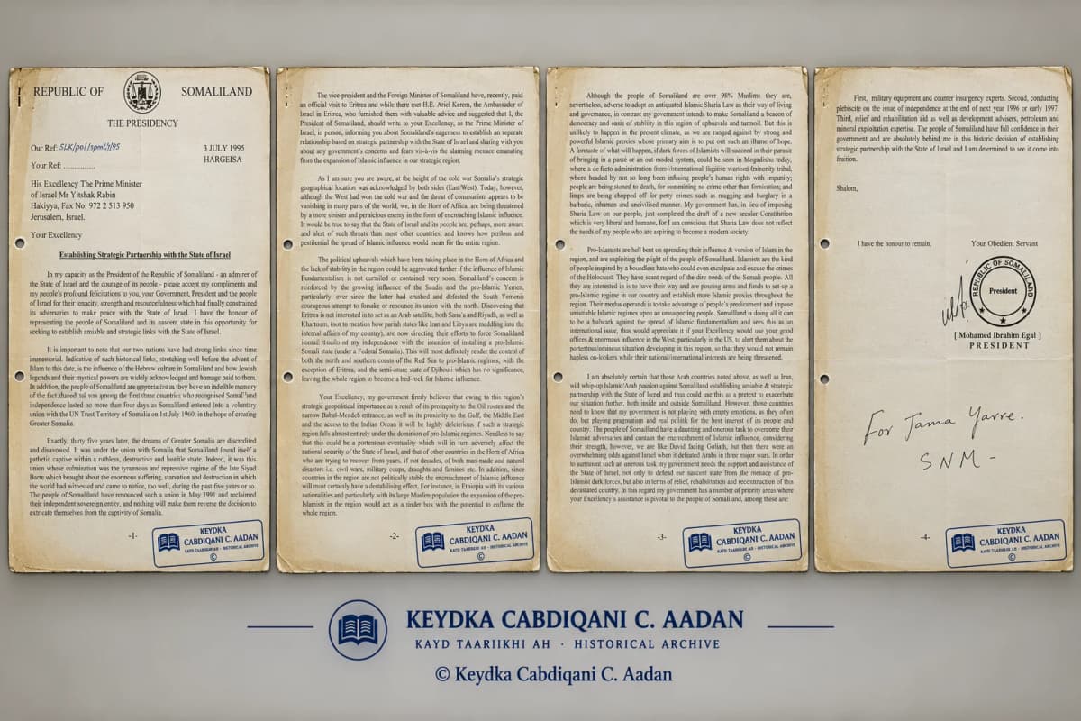 The Letter From Hargeisa: Egal’s 1995 Appeal to Israel