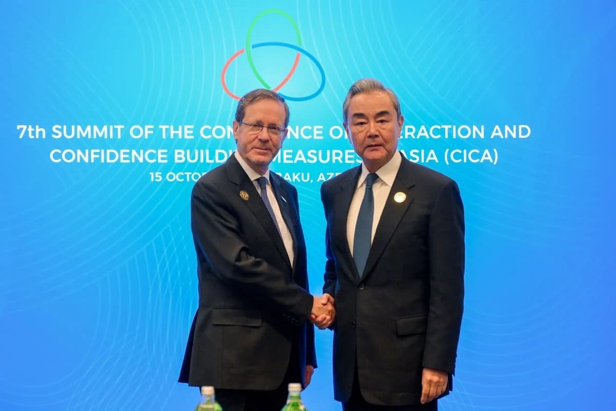 Chinese FM tells Herzog that Israel should stop ‘forced establishment’ of settlements