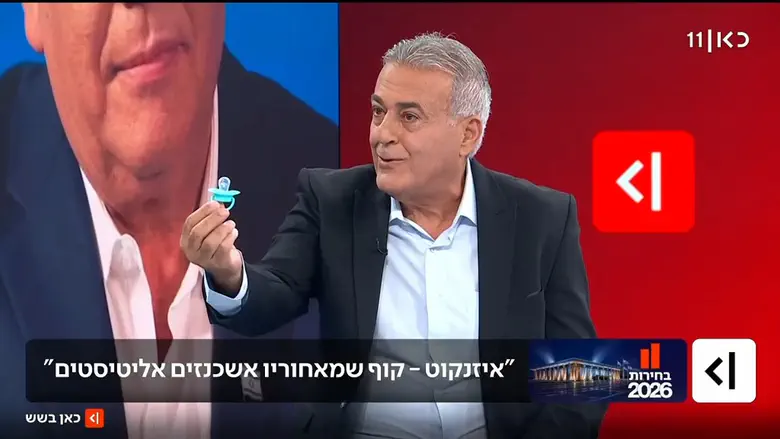 Likud activist pulls out pacifier, mocking Eisenkot on live TV