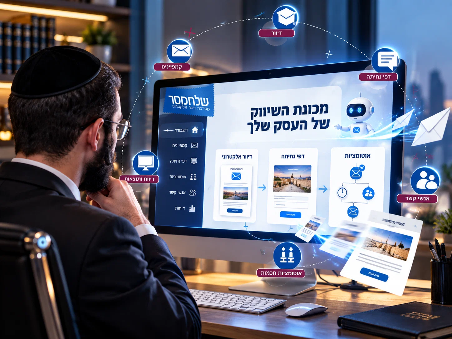 פיתוח גאוני: מכונת השיווק שבונה דיוורים ודפי נחיתה לעסקים חרדים
