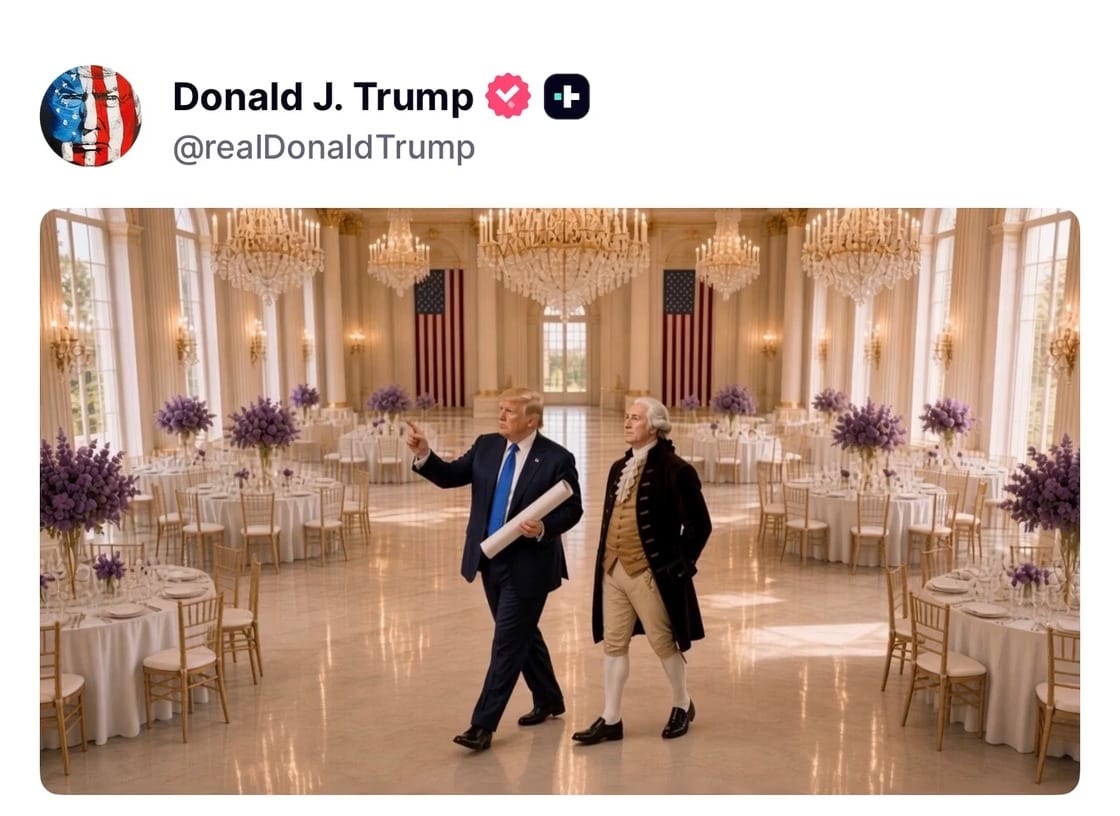 Trump Posts AI Images of Himself With George Washington, Praises Kim Jong Un