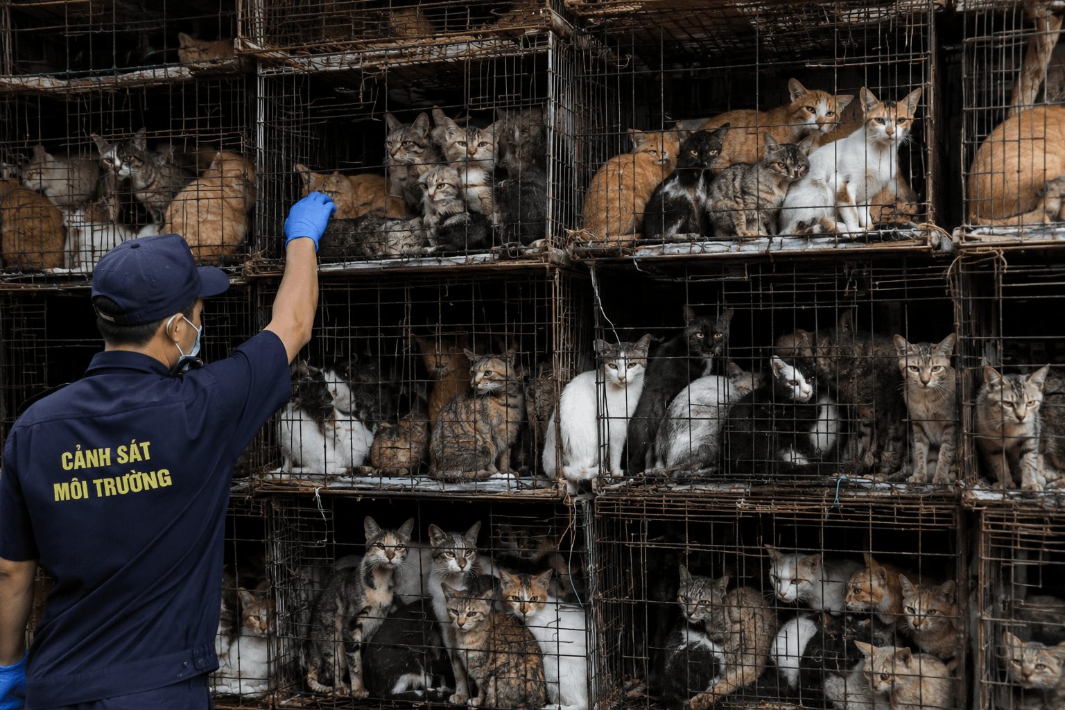 Police Rescue Over 400 Cats Destined for Meat Trade in Vietnam