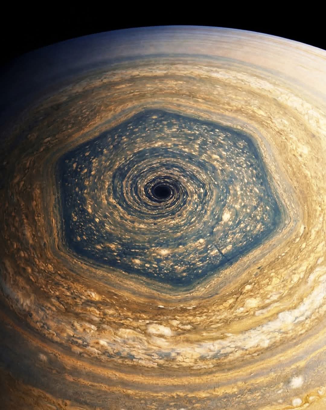 Hubble Discovers Strange Ten-Sided Shape on Saturn's South Pole
