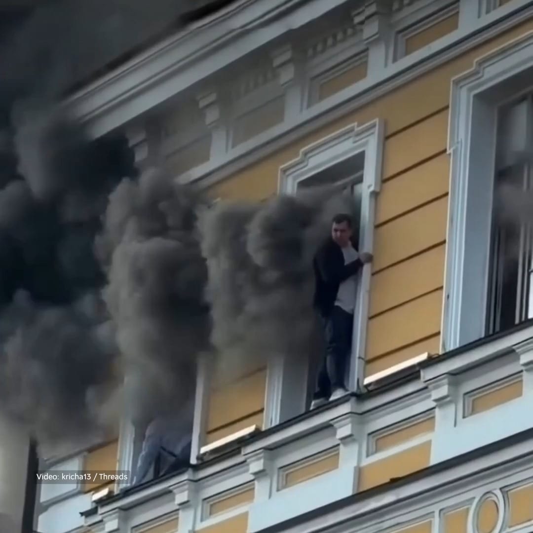 Kyiv Strike: Civilians Cling to Window Ledge as Russian Drone Hits Science Academy