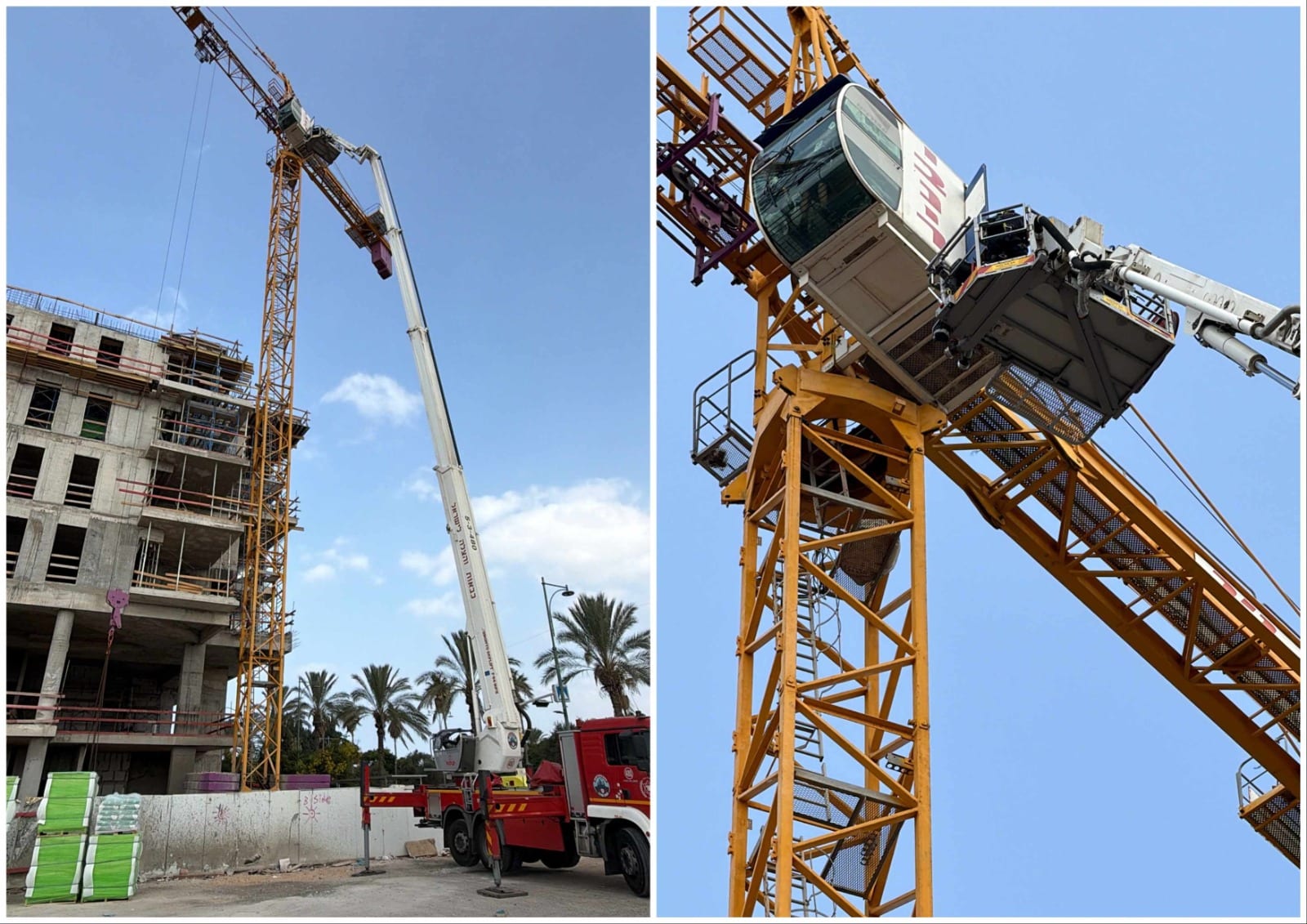 בעקבות אירוע רפואי בגובה: צוותי חילוץ פועלים להורדת אדם מעגורן
