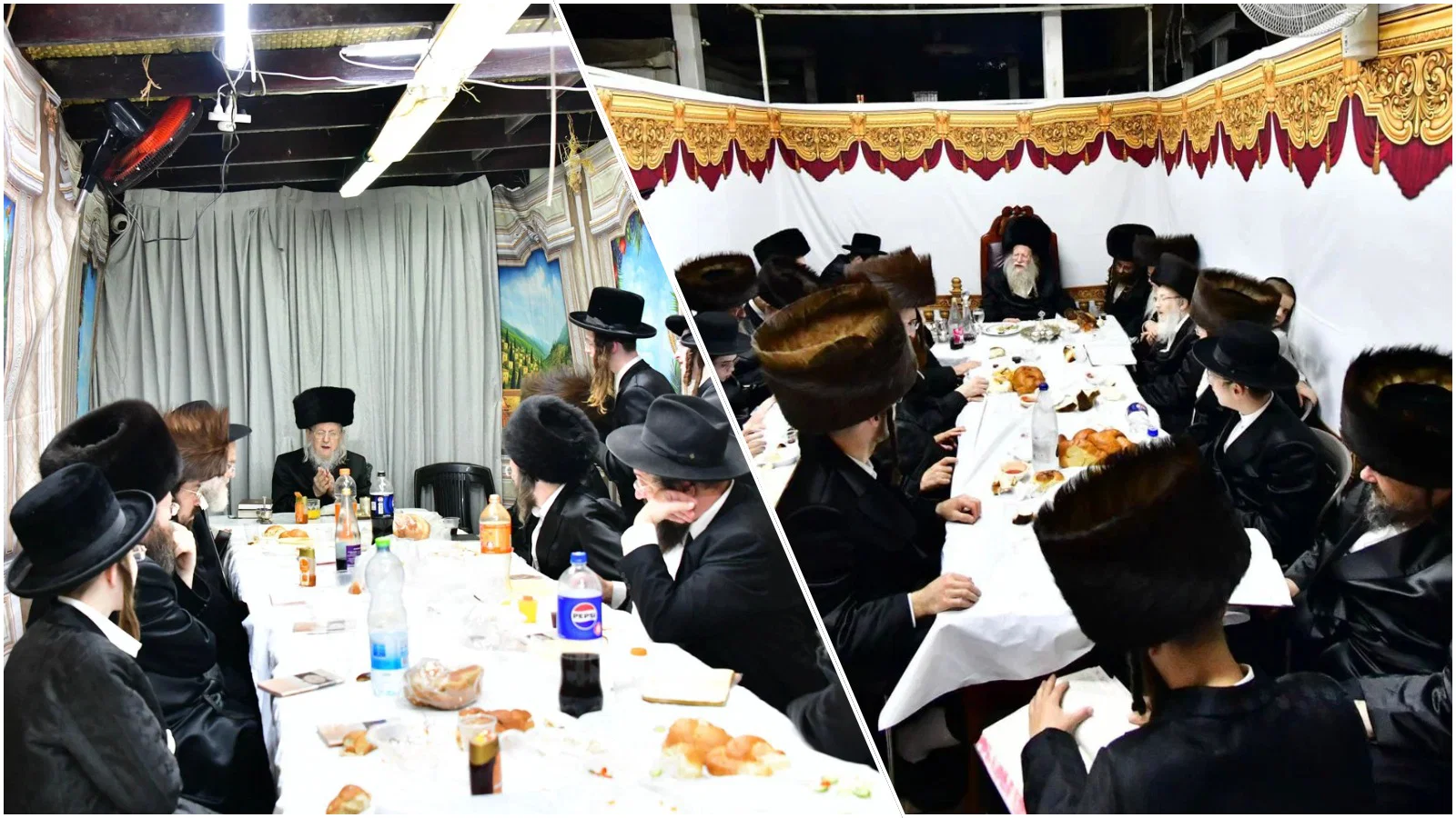 במוצאי יו"ט: האדמו"רים מקוזמיר ומאוז'רוב ערכו את שולחנותיהם בסוכותיהם