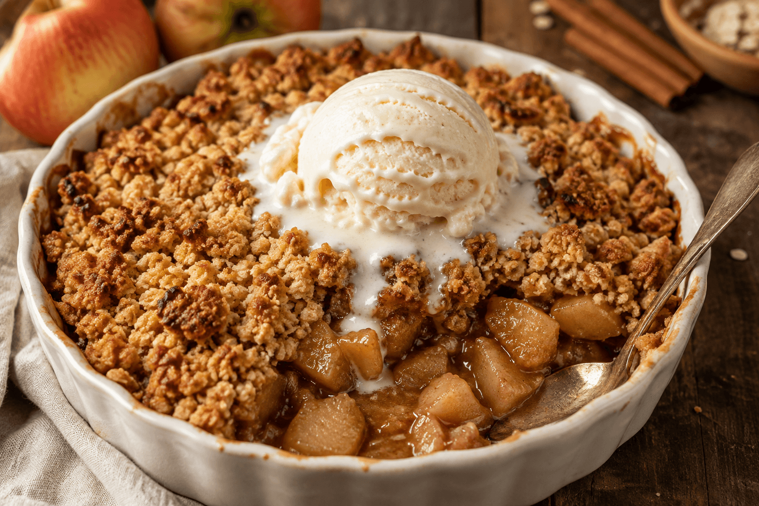 Warm Apple Crumble with Cinnamon: A Simple Homemade Dessert