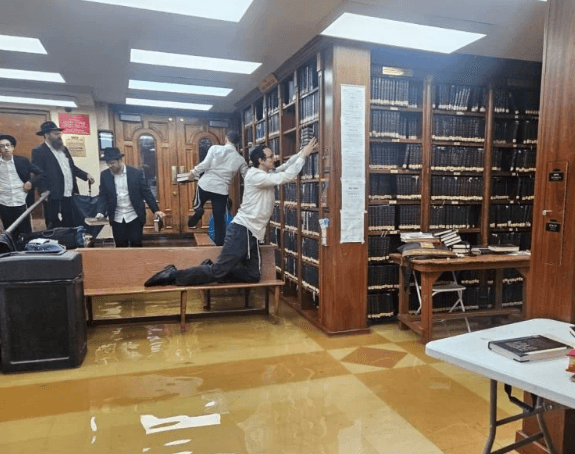 Chabad Students Rescue Sacred Texts as Flooding Hits 770