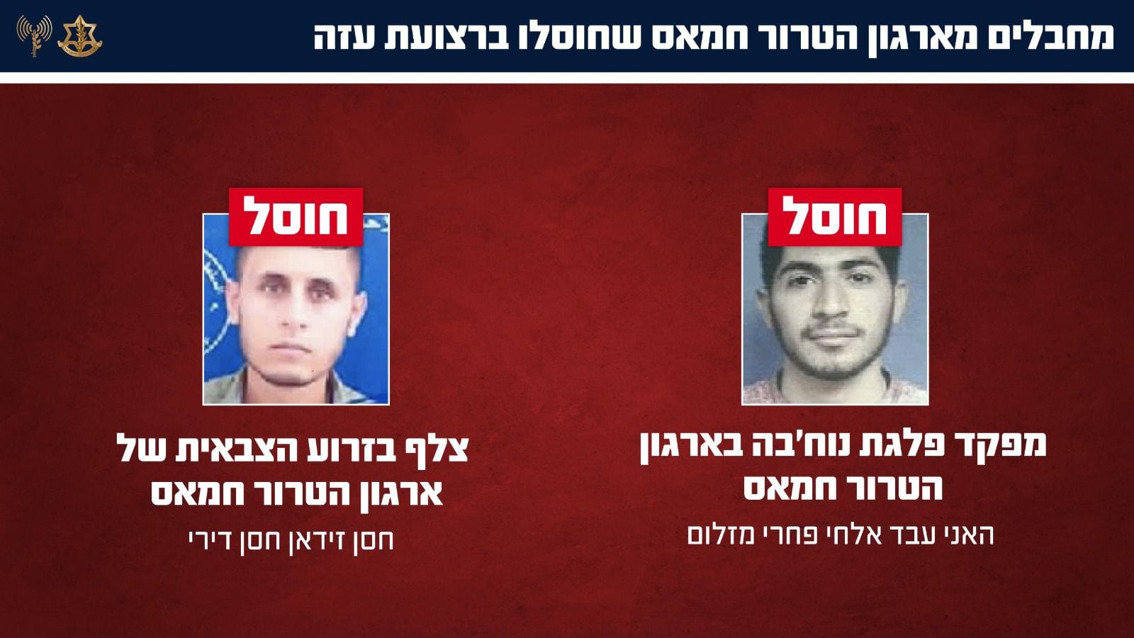 IDF Eliminates Two Senior Hamas Operatives in Northern Gaza Strike