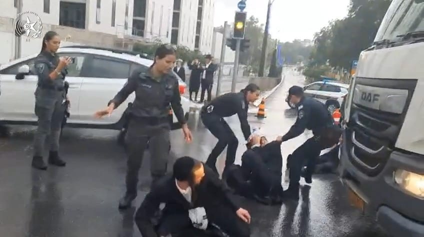 Protesters Block Road Near Tel HaShomer IDF Recruitment Office