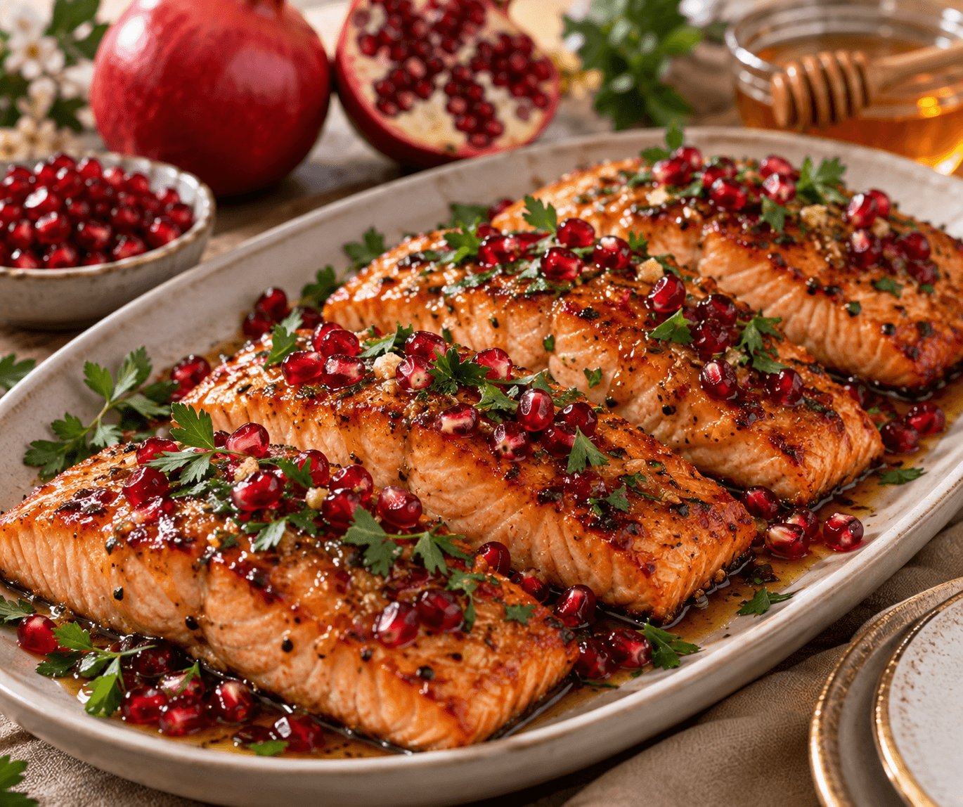 Honey-Glazed Salmon with Pomegranate Seeds: A Rosh Hashanah Recipe