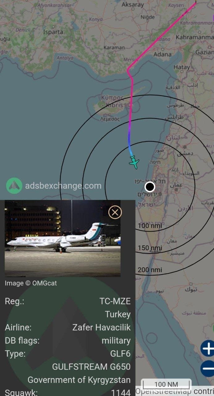 Kyrgyzstan's Executive Jet Spotted En Route to Israel