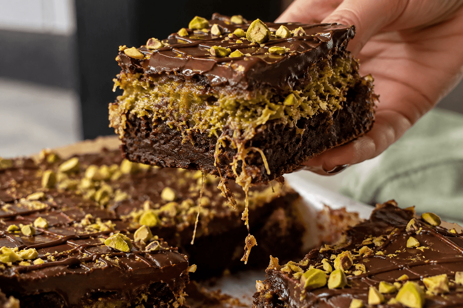 Pistachio Kadaif Brownies Recipe - The Ultimate Sukkot Dessert