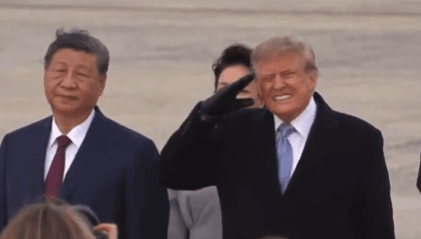 Trump Flinches as B-1 Bombers Roar Overhead, Xi Stands Motionless