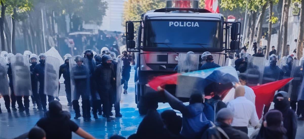 Albanian Protester Rips Palestinian Flag from Demonstrator's Hands: This isn't Paris