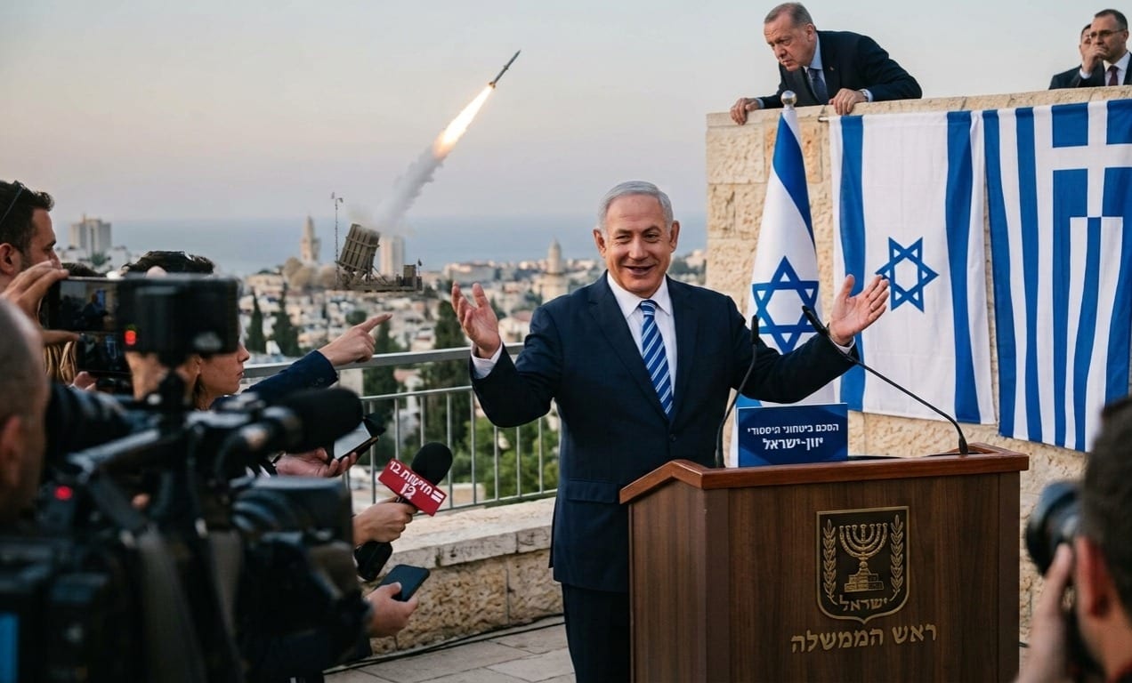 רמז לארדואן? נתניהו חוגג את ההסכם עם יוון
