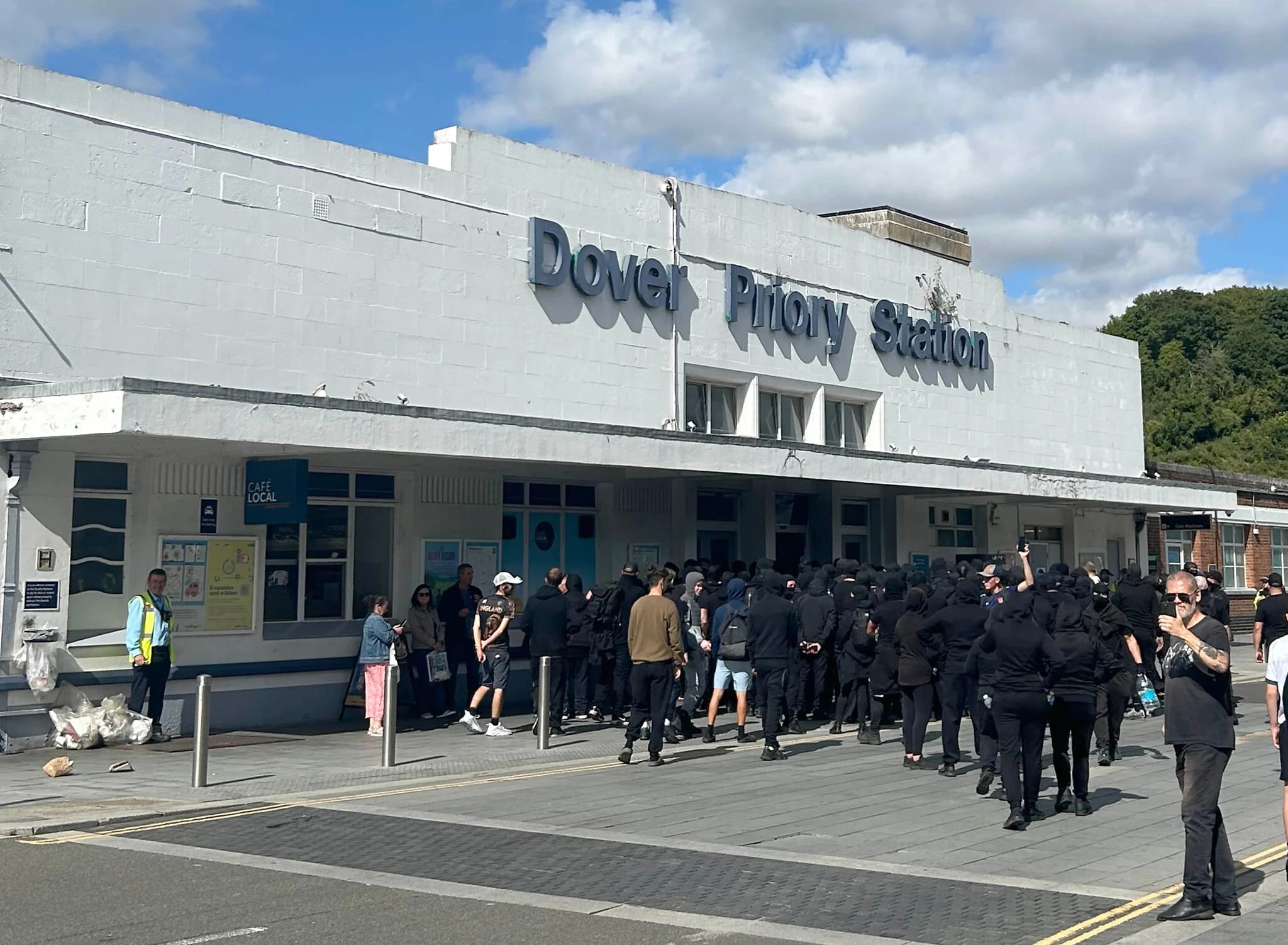 Masked anti-immigration protesters block roads to Britain’s busiest ferry port