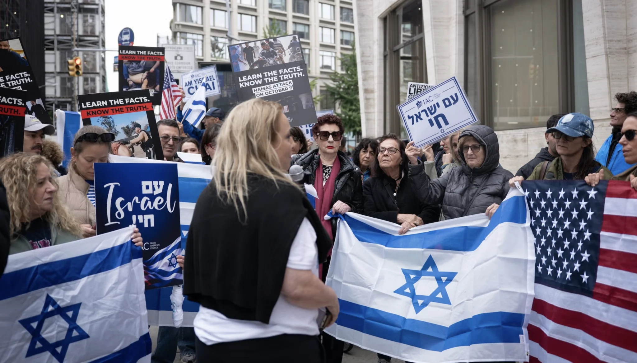 Israelis in NY protest, display Oct. 7 images outside North America premiere of ‘NAZA’