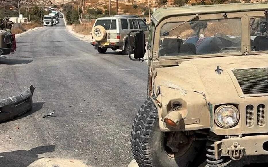 IDF says Palestinian car rammed army vehicle in West Bank, one occupant shot dead