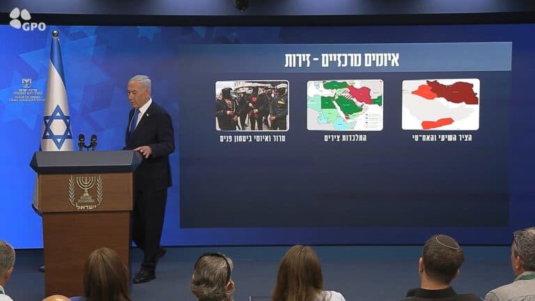 Netanyahu Displays Map Showing Iran Losing Regional Influence and Proxies