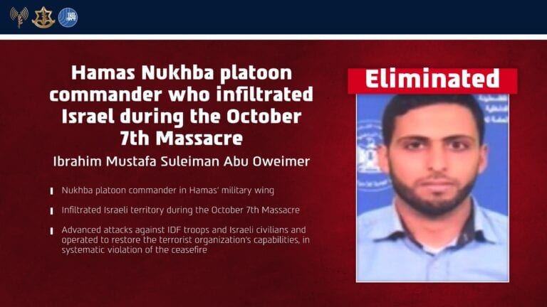 IDF, Shin Bet Eliminates Hamas Nukhba Commander Who Infiltrated Israel on Oct. 7