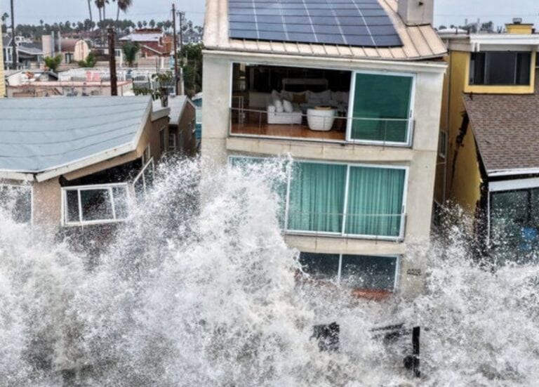 Powerful Waves Batter Long Beach Beachfront Homes, Causing Flooding and Erosion