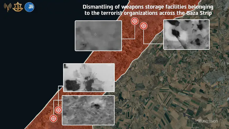 Across the Gaza Strip: IDF destroys terrorist weapons storage facilities