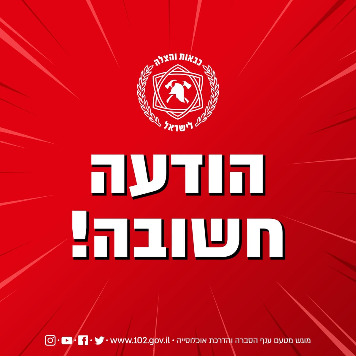 הודעה לתושבים: תרגיל נרחב של כבאות והצלה יתקיים ביום ראשון בשכונת רמות יורם בנתיבות