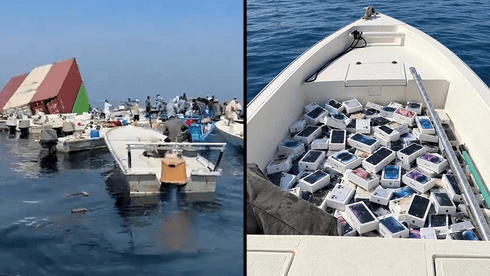 Viral footage shows iPhones floating in Strait of Hormuz after Iran sinks Singaporean cargo ship